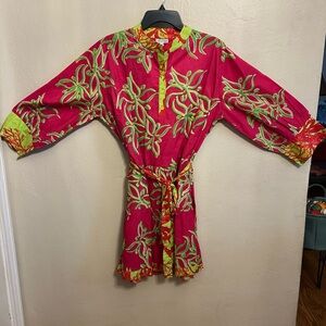 XL Vibrant Floral Dress with Belt